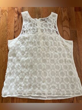 Banana Republic Heritage Collection Ivory Embroidered Sleeveless Shell Top Lined